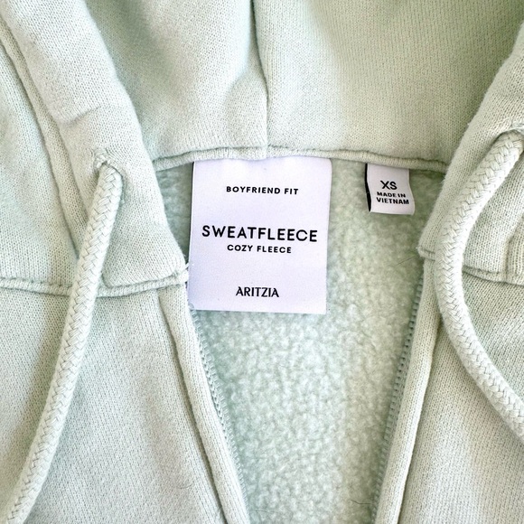 Aritzia Cozy Fleece Boyfriend Boxy Zip Hoodie – Mint Green (XS) - Picture 2 of 9